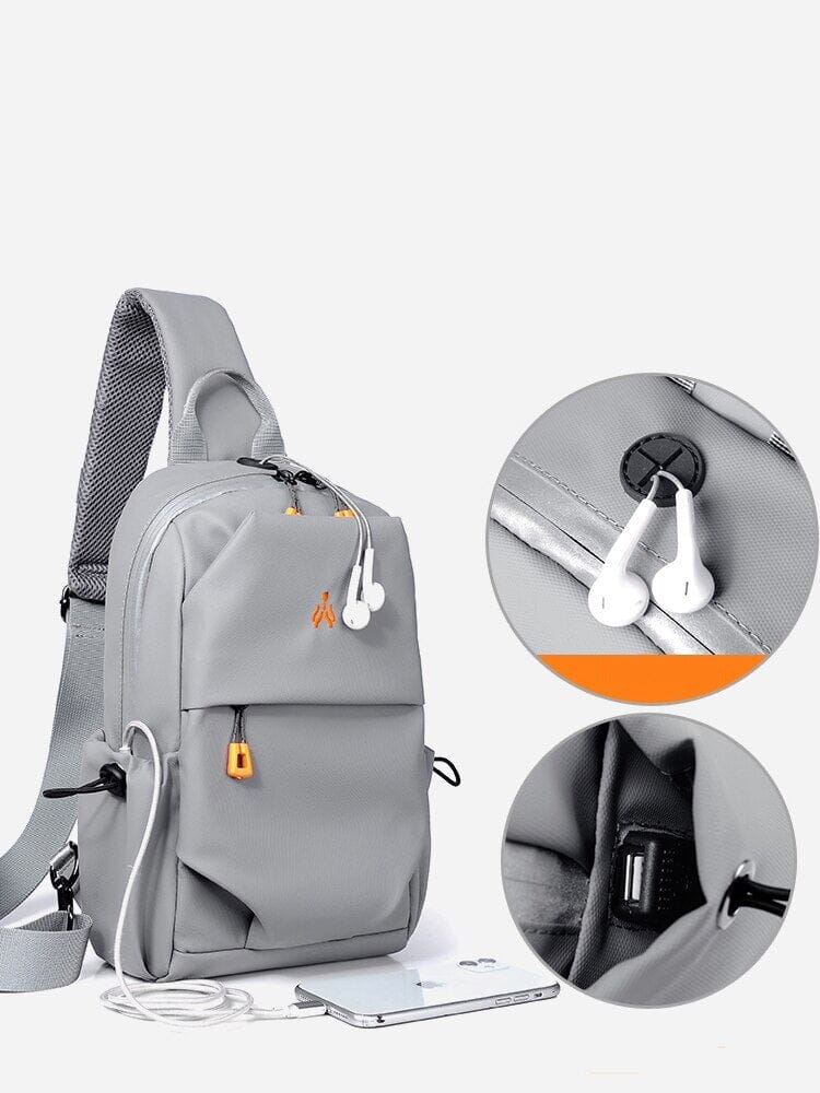 Chest Bag - Mochila Compacta de Ombro com USB feita em Oxford Multifuncional 0374 La Capivara 