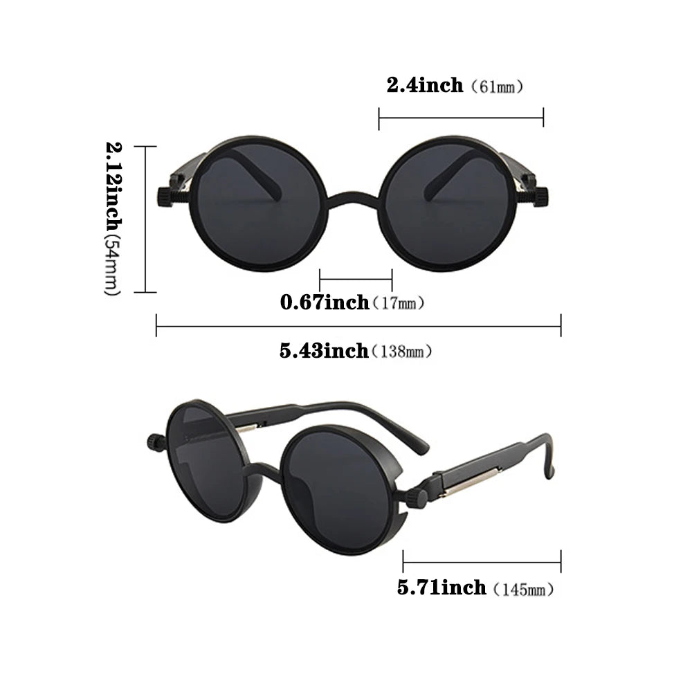 Classic Gothic Steampunk Sunglasses Luxury Brand Designer High Quality Men and Women Retro Round Pc Frame Sunglasses GatoGeek 