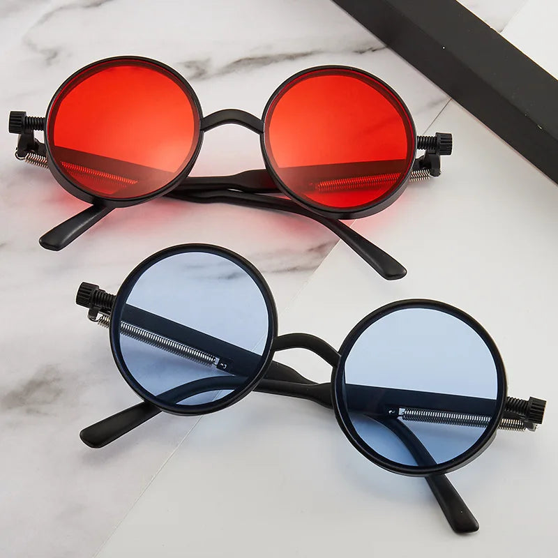 Classic Gothic Steampunk Sunglasses Luxury Brand Designer High Quality Men and Women Retro Round Pc Frame Sunglasses GatoGeek 