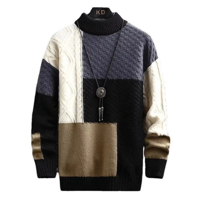 Color matching sweater men's long-sleeved pullover all-in-one casual sweater GatoGeek 