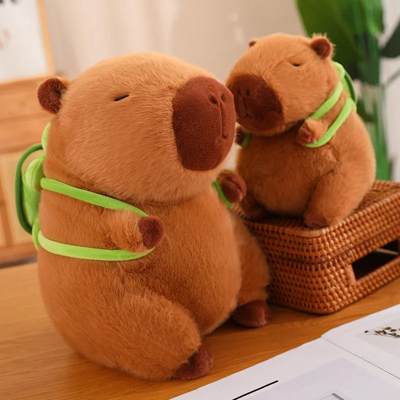 Cute Capybara With Backpack Plush Toys Sitting Lovely Cartoon Animals Stuffed Dolls Holiday Gift Home Decor Sofa Plush Pillows GatoGeek 