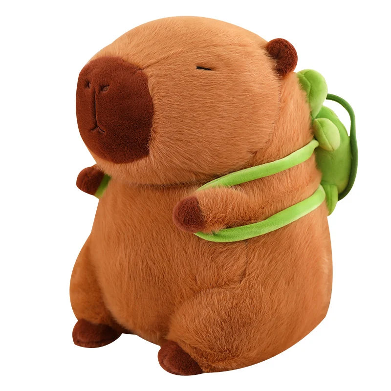 Cute Capybara With Backpack Plush Toys Sitting Lovely Cartoon Animals Stuffed Dolls Holiday Gift Home Decor Sofa Plush Pillows GatoGeek Chocolate Color 23cm 