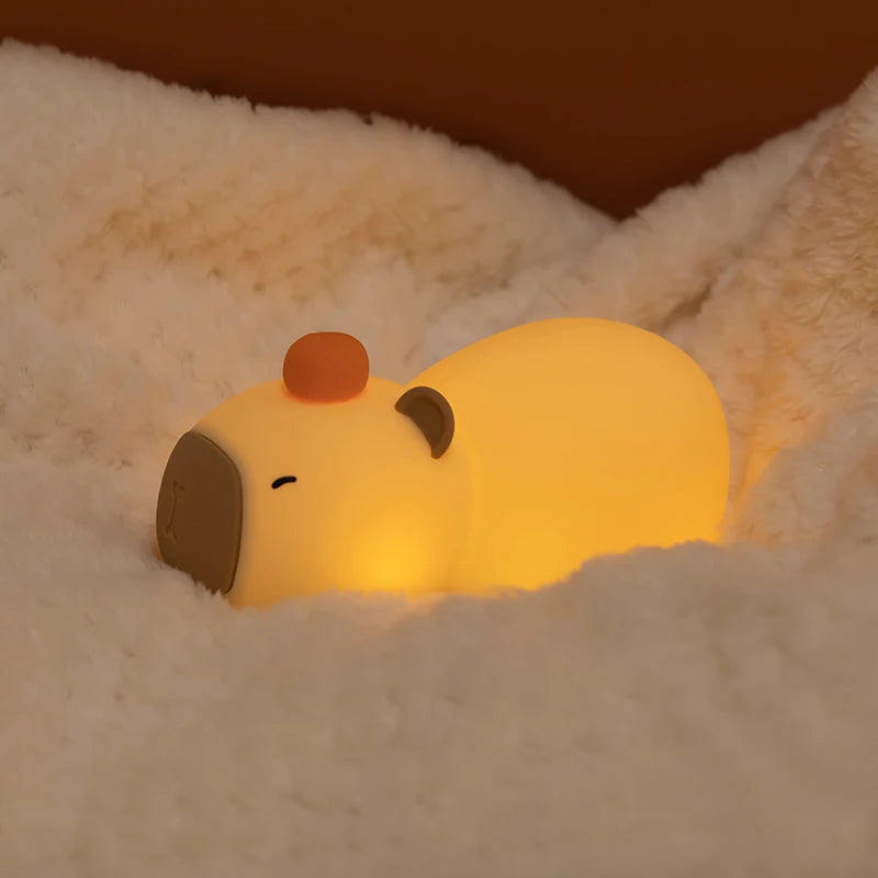 Cute Cartoon Silicone LED Capybara Night Light USB Rechargeable Dimming Sleep Night Lamp For Children's Room Decor Birthday Gift GatoGeek 