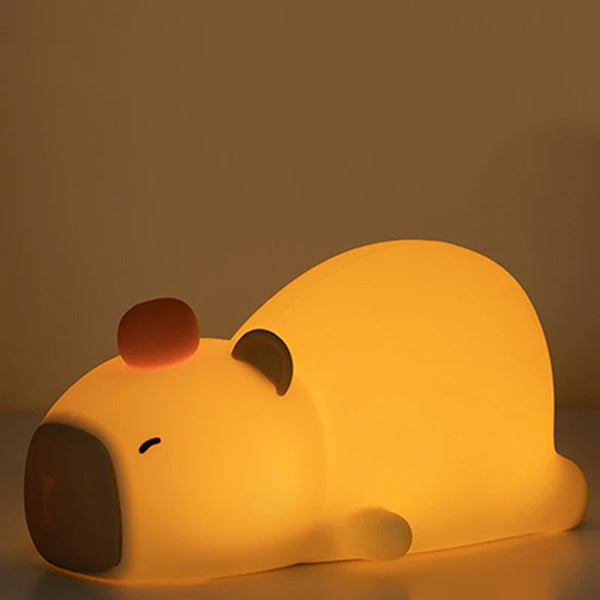 Cute Cartoon Silicone LED Capybara Night Light USB Rechargeable Dimming Sleep Night Lamp For Children's Room Decor Birthday Gift GatoGeek BROWN CN 