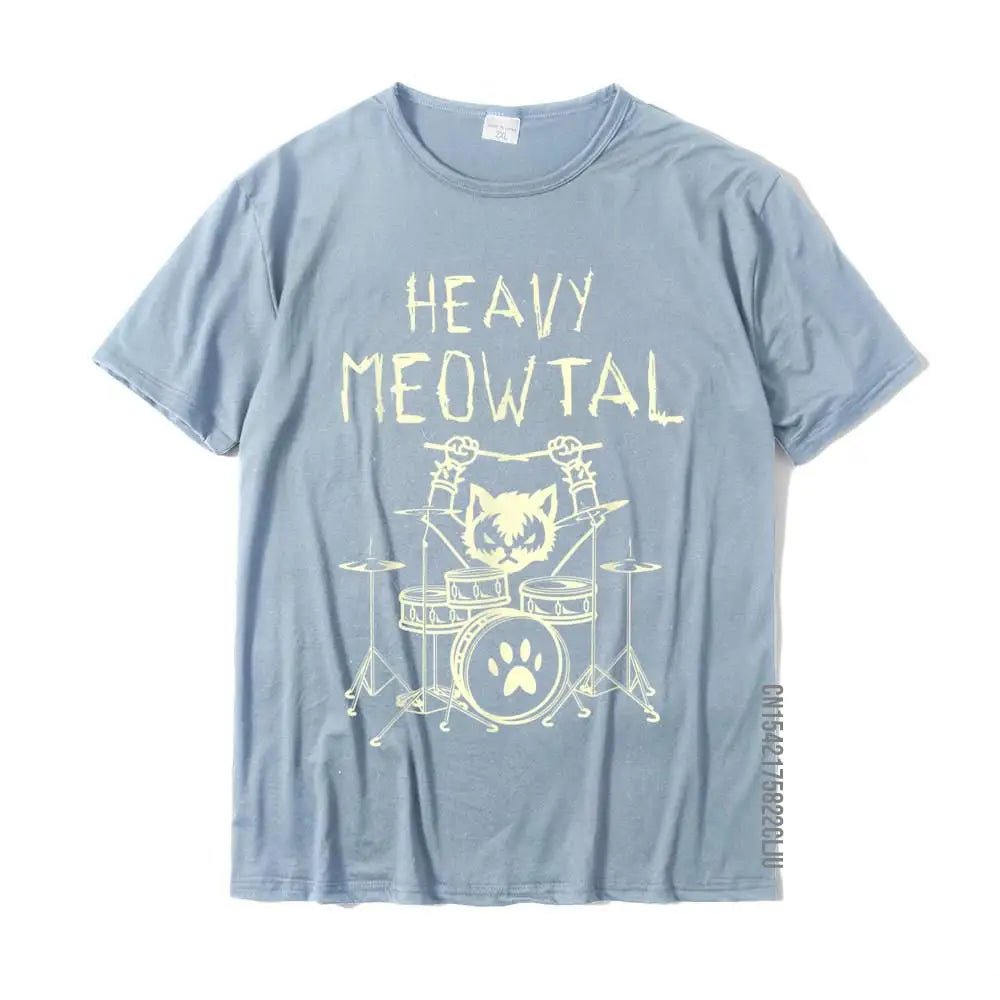 Heavy Meowtal Cat Metal Music Gift Idea Funny Pet Owner T-Shirt Latest Printed Tops Shirt Cotton T Shirts For Boys Geek GatoGeek 