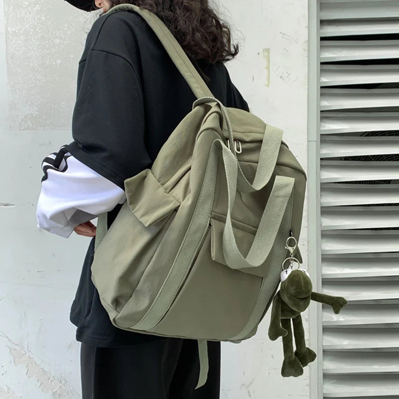 HOCODO New Solid Color Women'S Waterproof Nylon Backpack Simple School Bag For Teenage Girl Shoulder Travel Bag School Backpack GatoGeek 