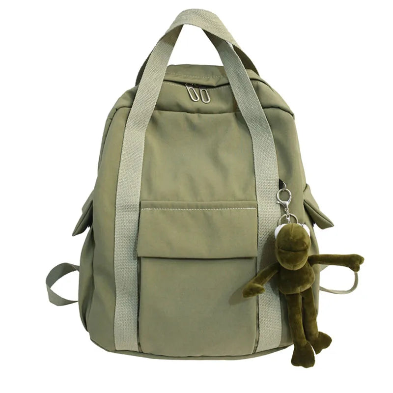 HOCODO New Solid Color Women'S Waterproof Nylon Backpack Simple School Bag For Teenage Girl Shoulder Travel Bag School Backpack GatoGeek Green 32cm x13cm x40cm 