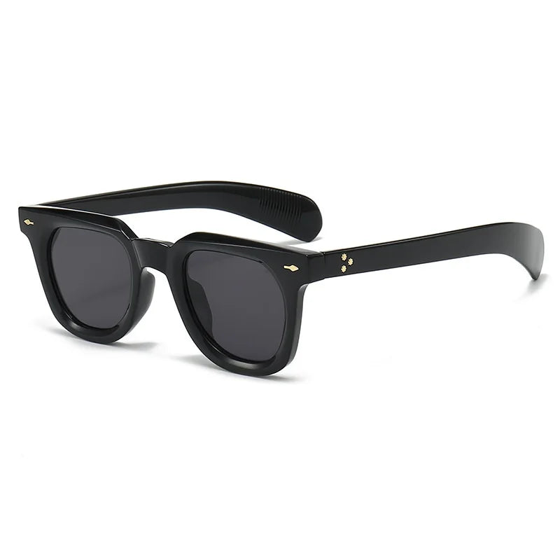 Ins Popular Women Square Sunglasses Men Vintage Rivets Punk Female Shades UV400 Fashion Male Sun Glasses GatoGeek black as picture 