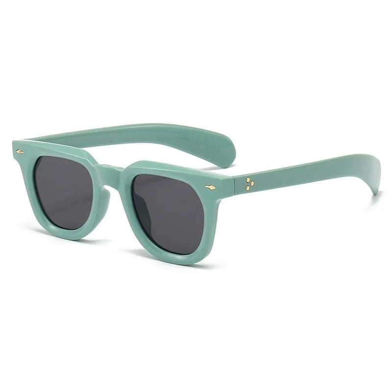 Ins Popular Women Square Sunglasses Men Vintage Rivets Punk Female Shades UV400 Fashion Male Sun Glasses GatoGeek green as picture 