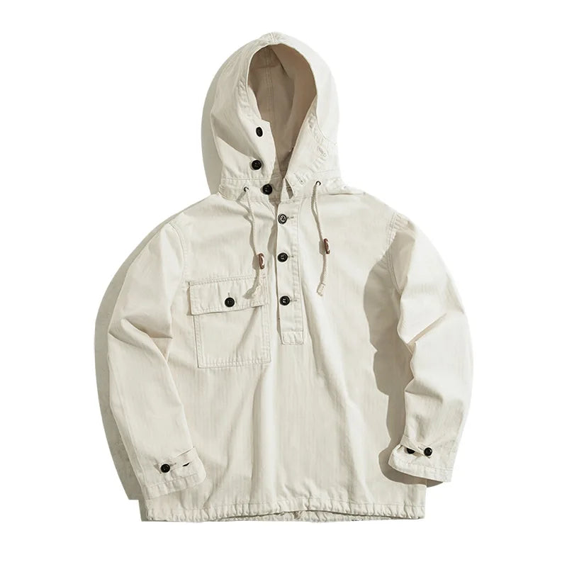 Maden American Retro Beige White Deck Suit Severe Weather Coat Charge Sweater Hoodie Men's Autumn GatoGeek Beige white XXL 