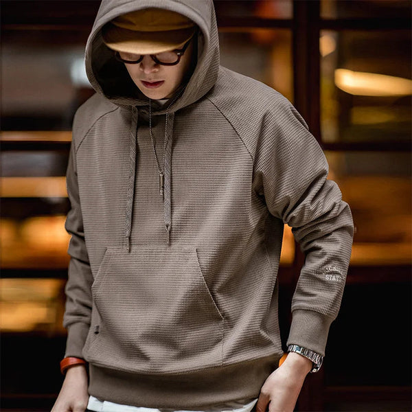 Maden Vintage Embroidered Hoodies for Men Solid Color Hooded Sweatshirts Spring New Brand Essential Pullovers Loose Streetwear GatoGeek 