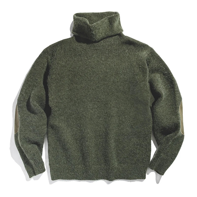 Maden Workwear American Retro Thickened Warm High Neck Sweater Autumn and Winter Lazy Knit Underlay Men's Tops GatoGeek Army green M 