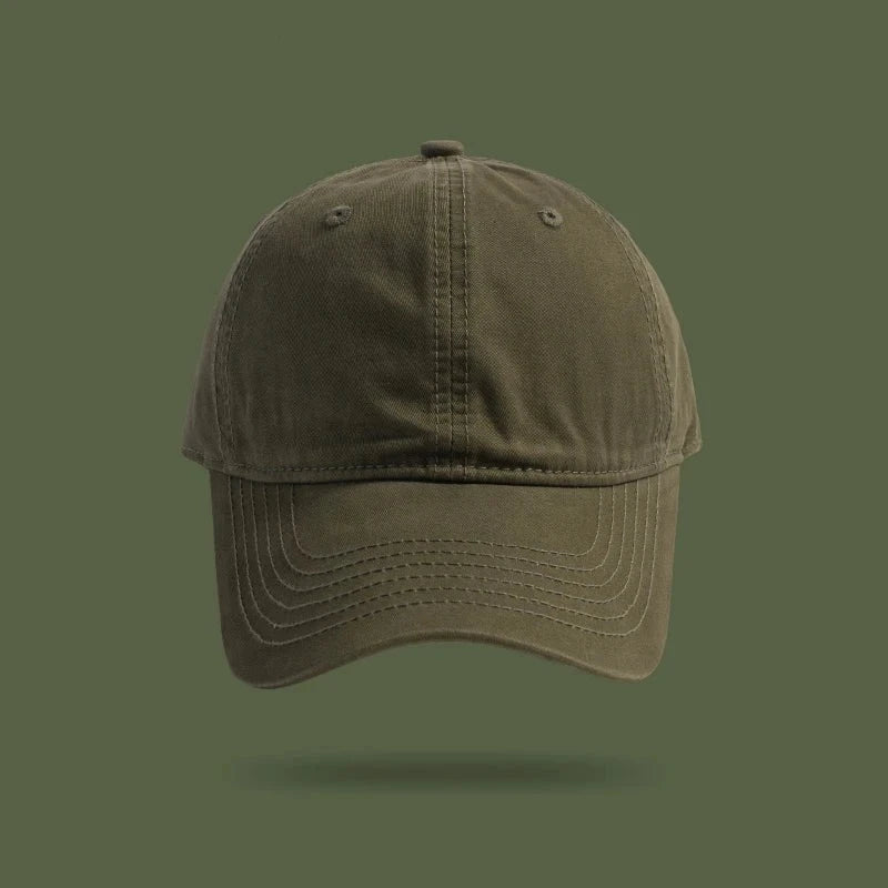 Men's and Women's Four Solid Color Peaked Cap Korean Style Simple and Casual All-Matching Baseball Cap Soft Top Curved Brim Hat GatoGeek Army Green Adjustable 