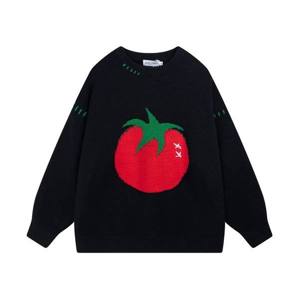 Men's Autumn Sweaters Tomato Simple Design Pullovers Casual O-neck Loose Clothing For Men Youth Baggy Daily Tops New Fashion GatoGeek black XL 