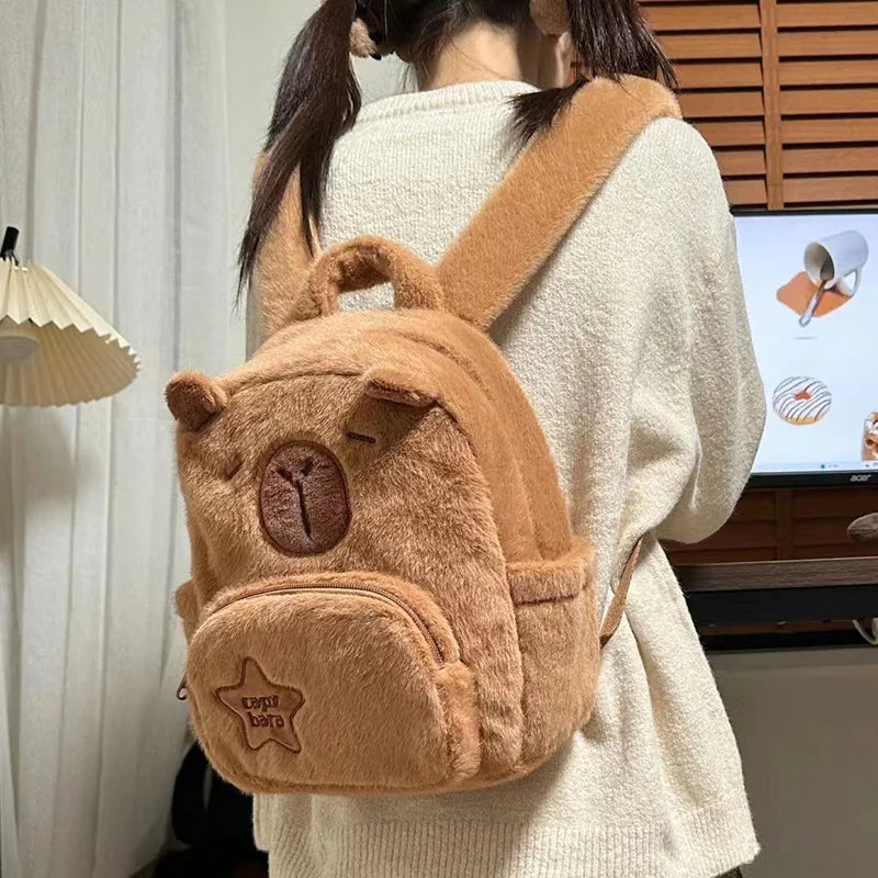 New Cartoon Capybara Kawaii Backpack Anime Pluhs High Capacity Cute High Beauty 3D Shoulders Bag Children Toys for Girl Gifts GatoGeek 