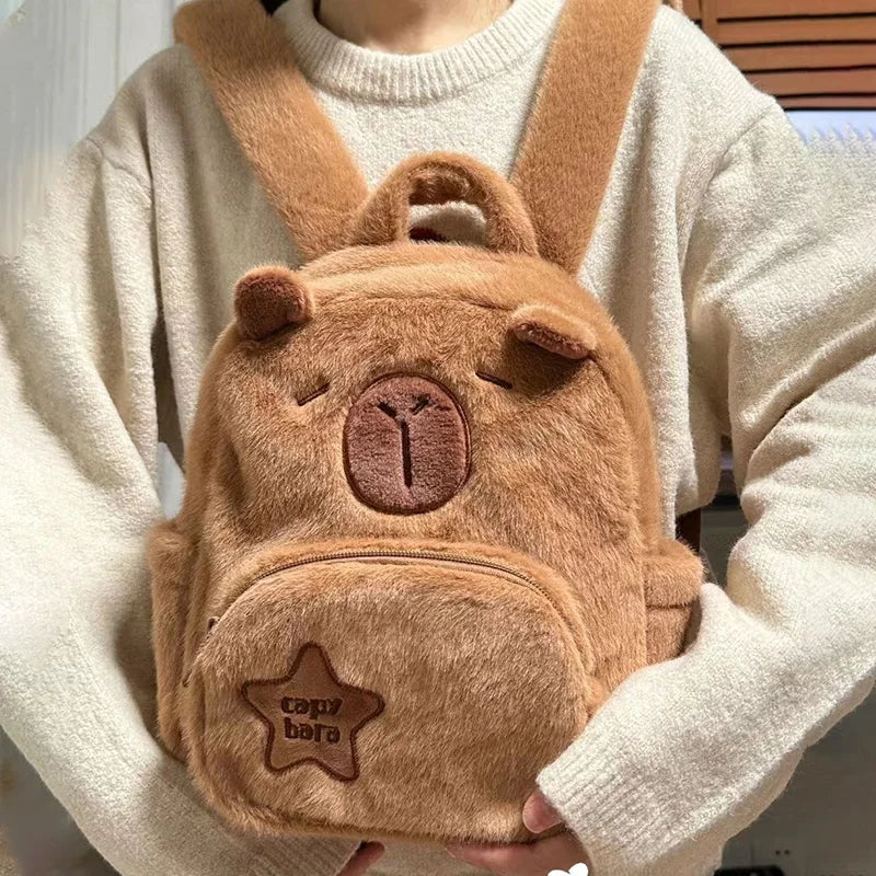 New Cartoon Capybara Kawaii Backpack Anime Pluhs High Capacity Cute High Beauty 3D Shoulders Bag Children Toys for Girl Gifts GatoGeek 