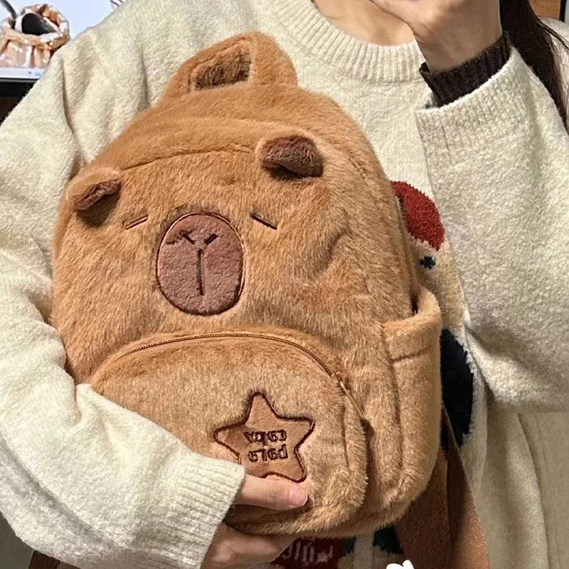 New Cartoon Capybara Kawaii Backpack Anime Pluhs High Capacity Cute High Beauty 3D Shoulders Bag Children Toys for Girl Gifts GatoGeek 