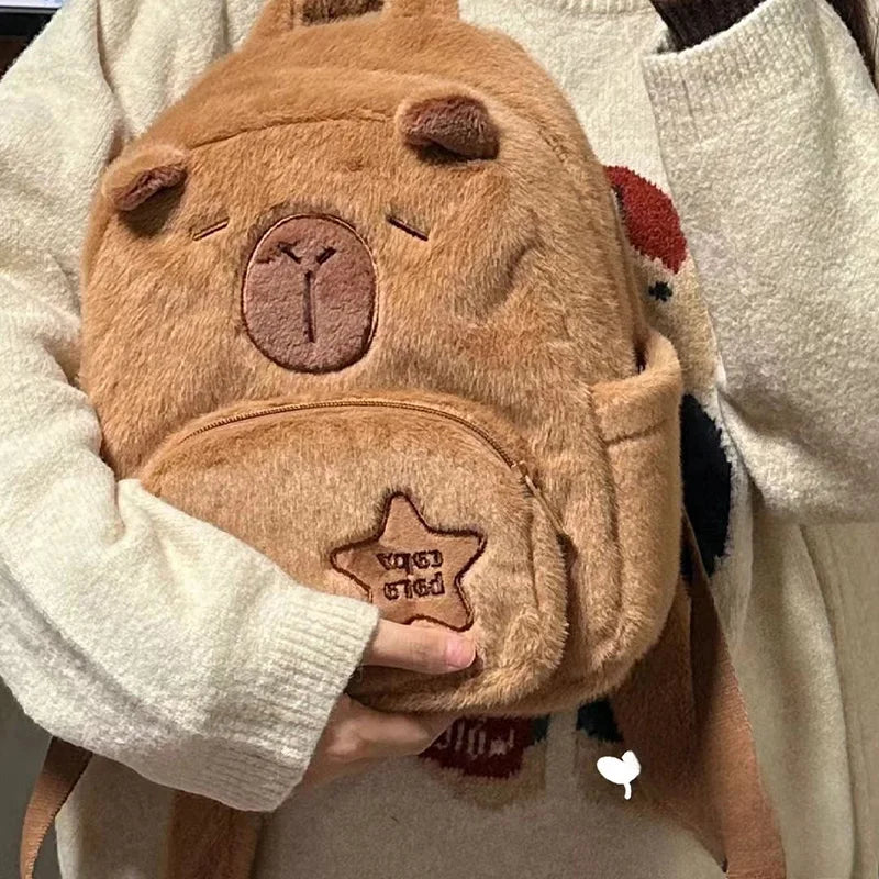 New Cartoon Capybara Kawaii Backpack Anime Pluhs High Capacity Cute High Beauty 3D Shoulders Bag Children Toys for Girl Gifts GatoGeek 