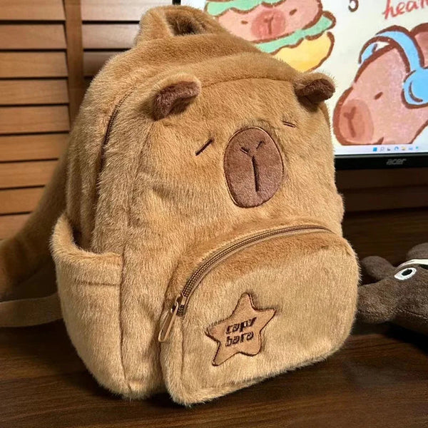 New Cartoon Capybara Kawaii Backpack Anime Pluhs High Capacity Cute High Beauty 3D Shoulders Bag Children Toys for Girl Gifts GatoGeek 