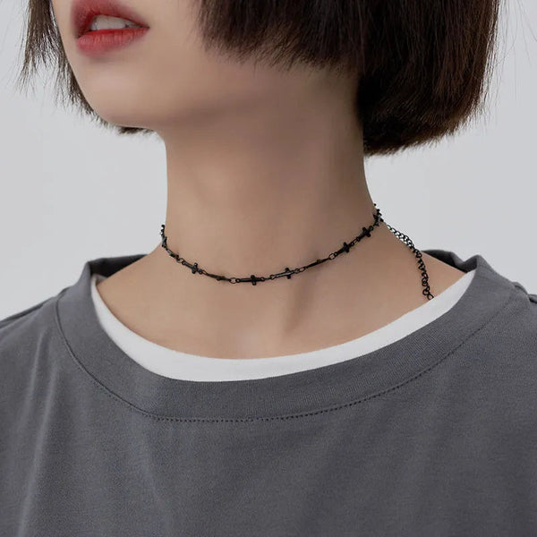 Punk Stainless Steel Cross Choker Necklace for Women Girls Hiphop Gothic Cross Collar Necklace Rock Fashion Jewelry Gifts GatoGeek 