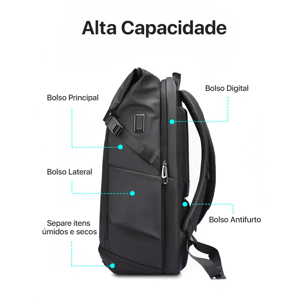 Mochila de Viagem Expansível Executiva para Notebook até 17" Porta USB Modelo Maverick Mark Ryden