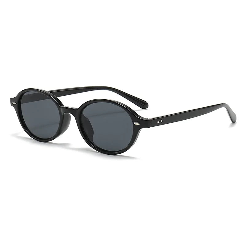 Retro Small Oval Sunglasses Women Men Rivets Shades Fashion Eyewear Luxury Sun Glasses UV400 Brand Oculus Female Gafas GatoGeek black as picture 