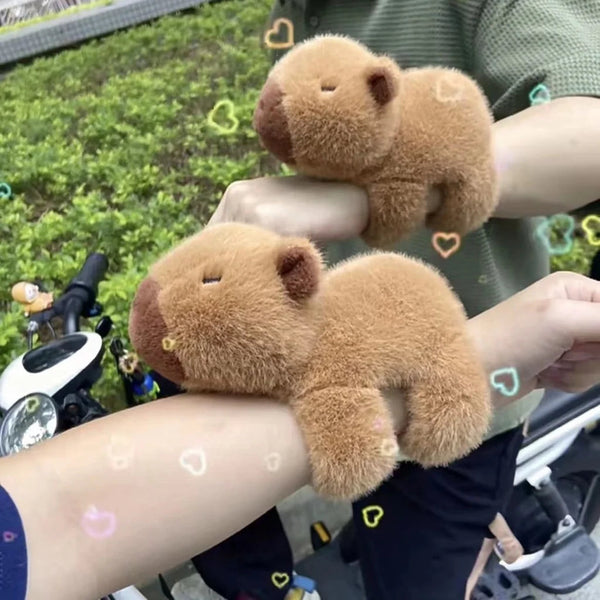 Rytanda Capybara Clap Circle Toys Slap Snap Wrap Wristband Bracelet Capybara Plush Hand Ring Fun Pop Circles Kids Christmas Gift GatoGeek 