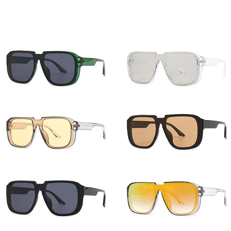 SHAUNA Retro Square One Piece Sunglasses Men Mirror Shades UV400 Flat Top Men Fashion Sun Glasses GatoGeek 