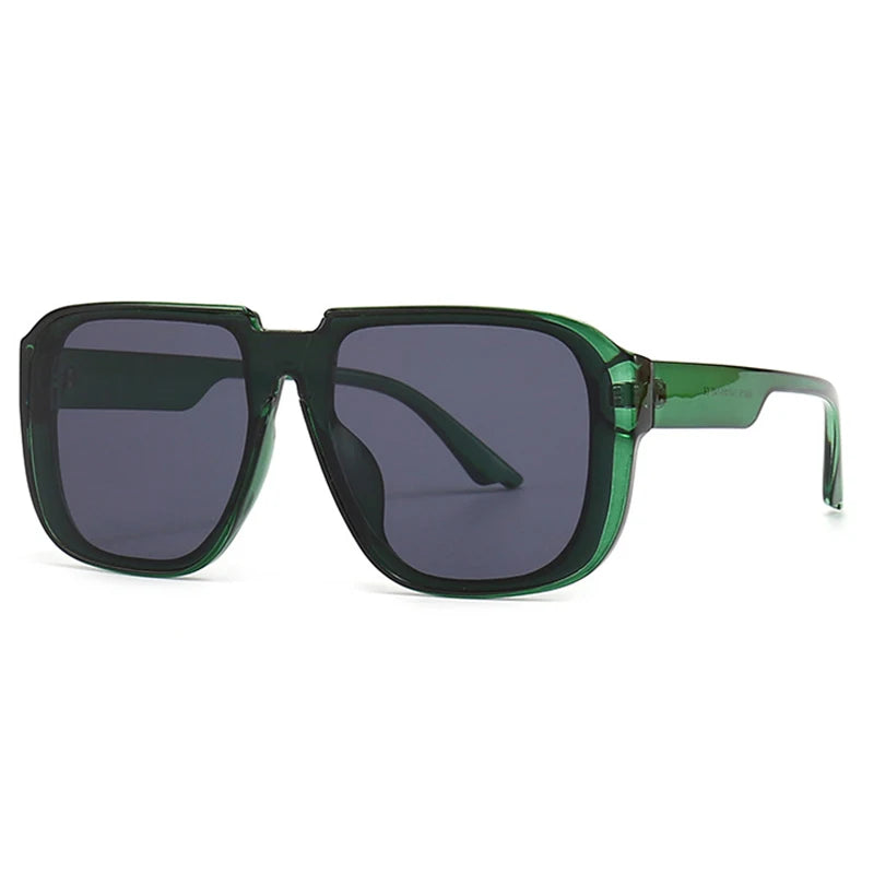 SHAUNA Retro Square One Piece Sunglasses Men Mirror Shades UV400 Flat Top Men Fashion Sun Glasses GatoGeek Green grey As the picture 