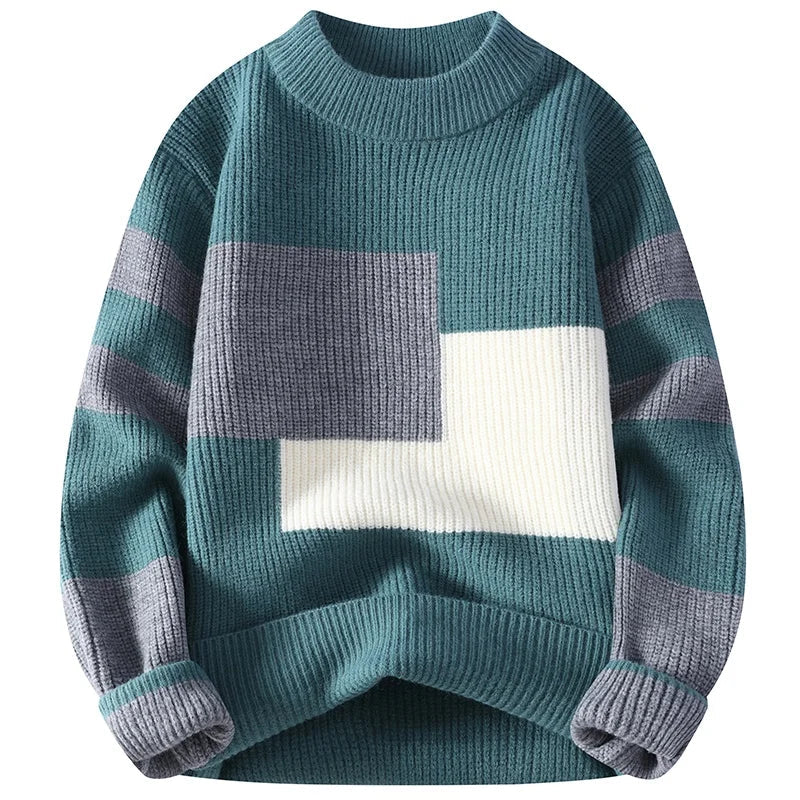 Sweaters men 2024 winter korean style mens warm sweater mens fashion sweaters Splicing color patterns Men's wool pullovers male GatoGeek 