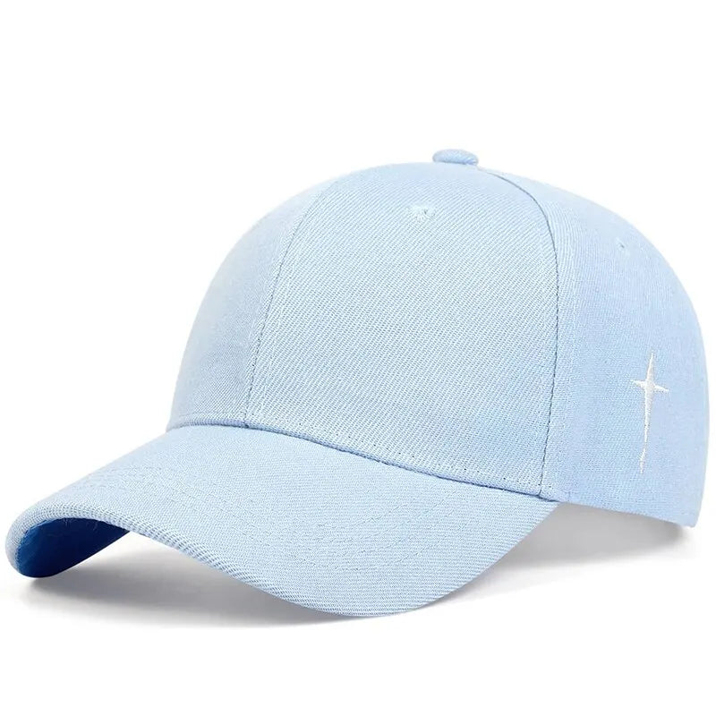 Unisex Simple Cross Water Drop Embroidery Baseball Caps Spring and Autumn Outdoor Adjustable Casual Hat Sunscreen Hat GatoGeek Adjustable Light blue 