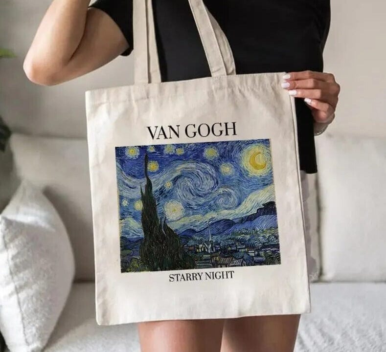 Van Gogh Painting Women Canvas Shoulder Bag High Capacity Tote Bag Aesthetics Shopping Bags Cotton Handbags Books Bag For Girls GatoGeek 