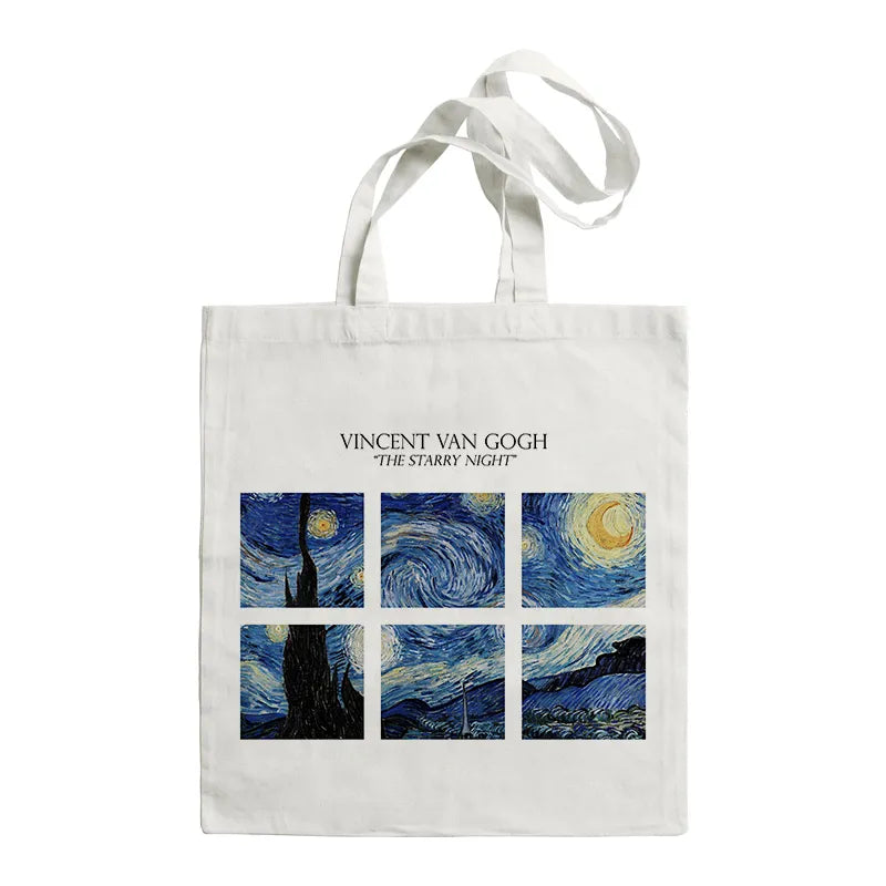 Van Gogh Painting Women Canvas Shoulder Bag High Capacity Tote Bag Aesthetics Shopping Bags Cotton Handbags Books Bag For Girls GatoGeek F460 