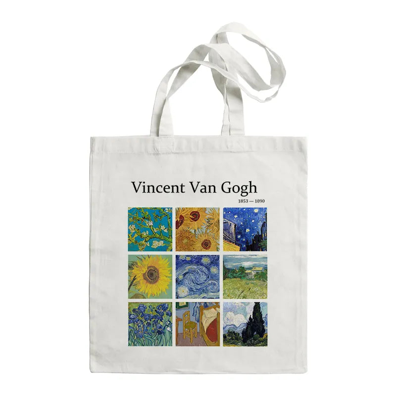 Van Gogh Painting Women Canvas Shoulder Bag High Capacity Tote Bag Aesthetics Shopping Bags Cotton Handbags Books Bag For Girls GatoGeek F466 