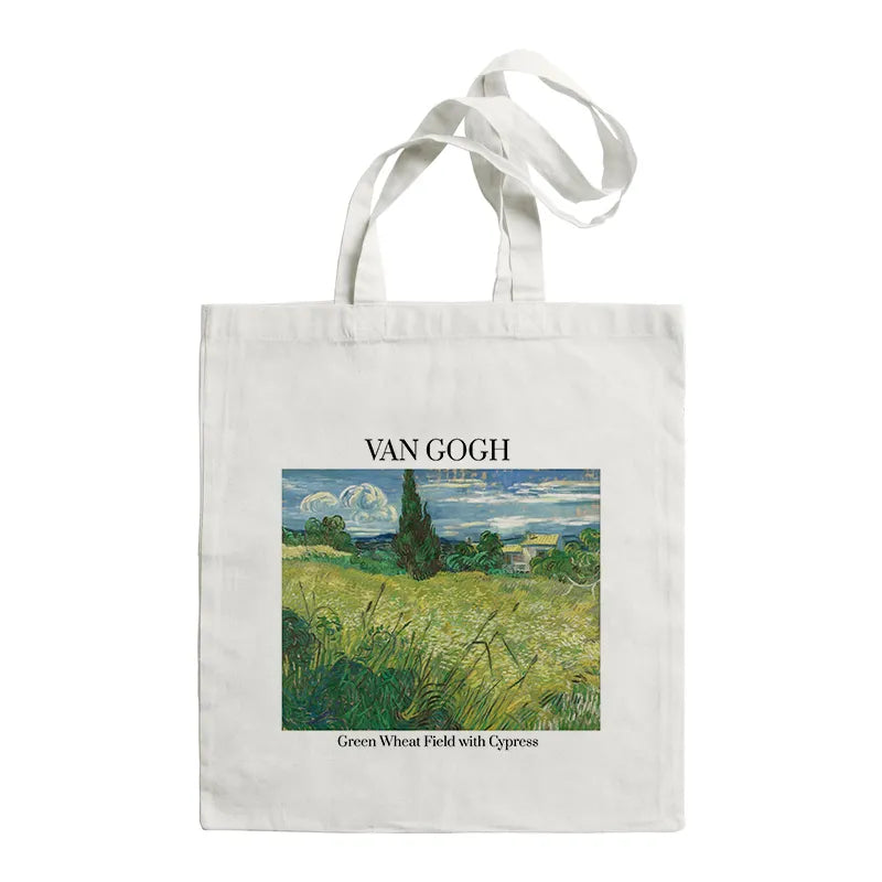 Van Gogh Painting Women Canvas Shoulder Bag High Capacity Tote Bag Aesthetics Shopping Bags Cotton Handbags Books Bag For Girls GatoGeek F468 