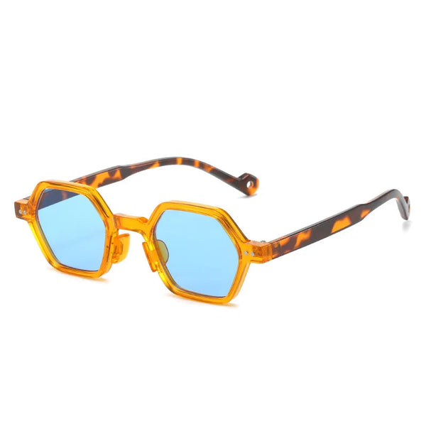 Vintage Polygon Square Women Sunglasses Fashion Hexagon Clear Ocean Lens Shades UV400 Men Rivets Sun Glasses Oculus GatoGeek 