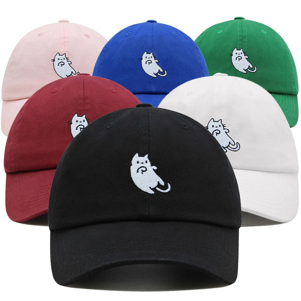White Cat Dad Hat Embroidered Cartoon Kawaii Baseball Cap Adjustable Unisex Summer Sun Hats GatoGeek 