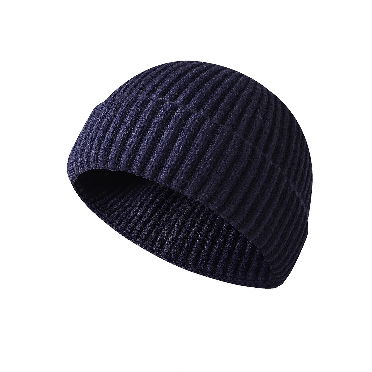 Winter Knittted Cap Solid Hip Hop Cap Unisex Skullies & Beanies GatoGeek Dark Blue Adjustable 