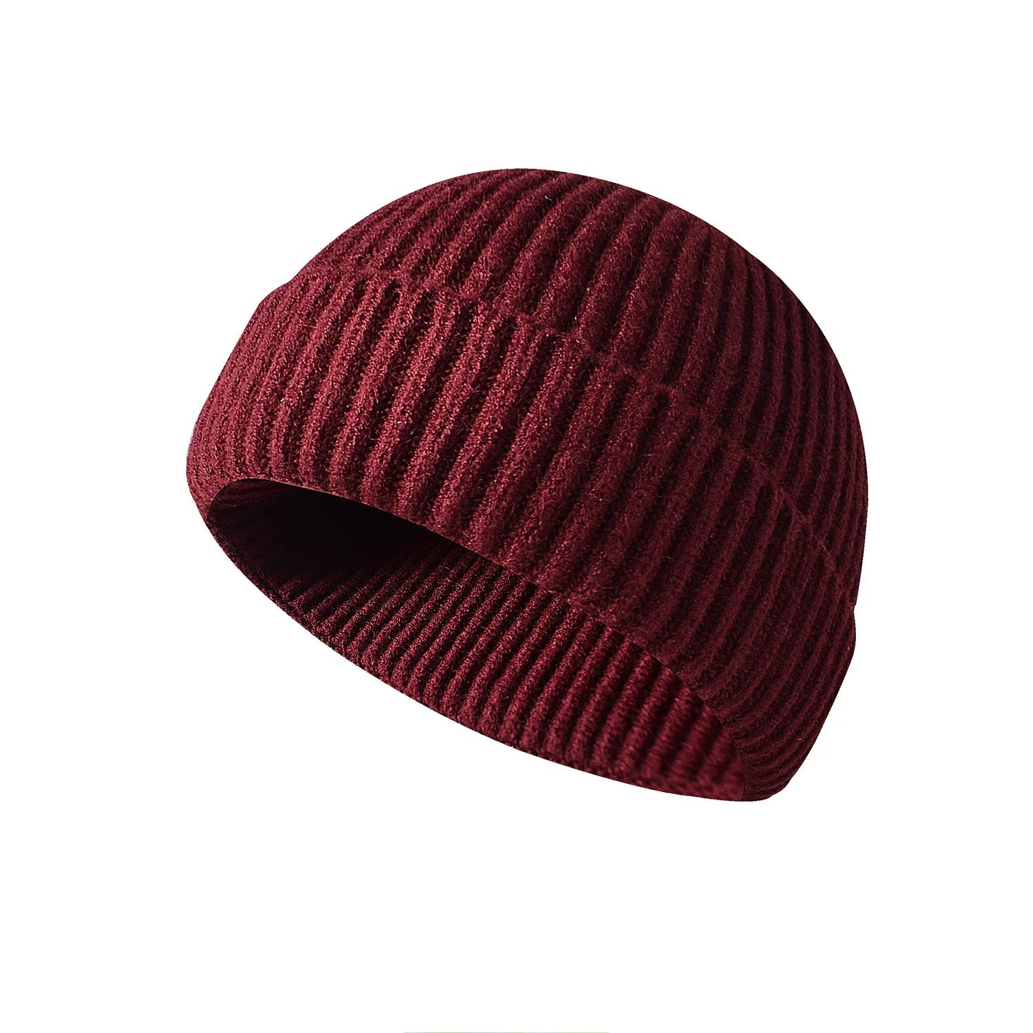 Winter Knittted Cap Solid Hip Hop Cap Unisex Skullies & Beanies GatoGeek Dark Red Adjustable 