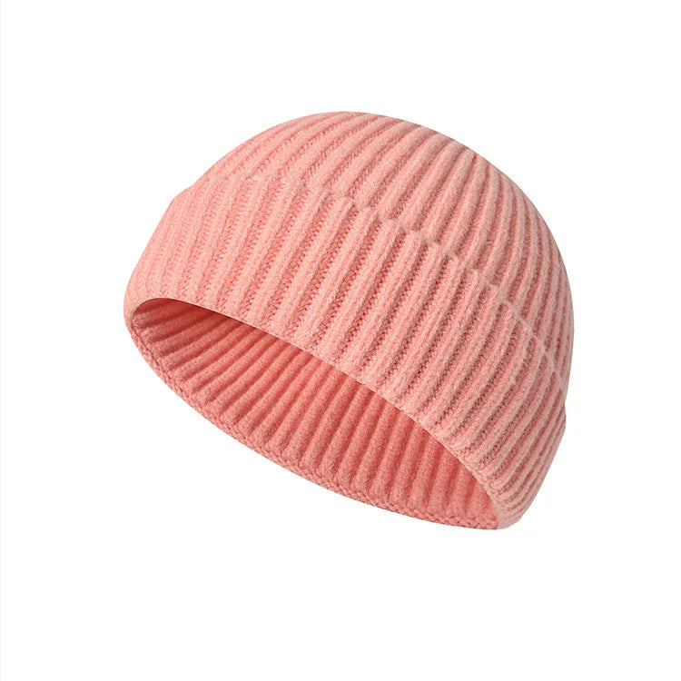 Winter Knittted Cap Solid Hip Hop Cap Unisex Skullies & Beanies GatoGeek pink Adjustable 