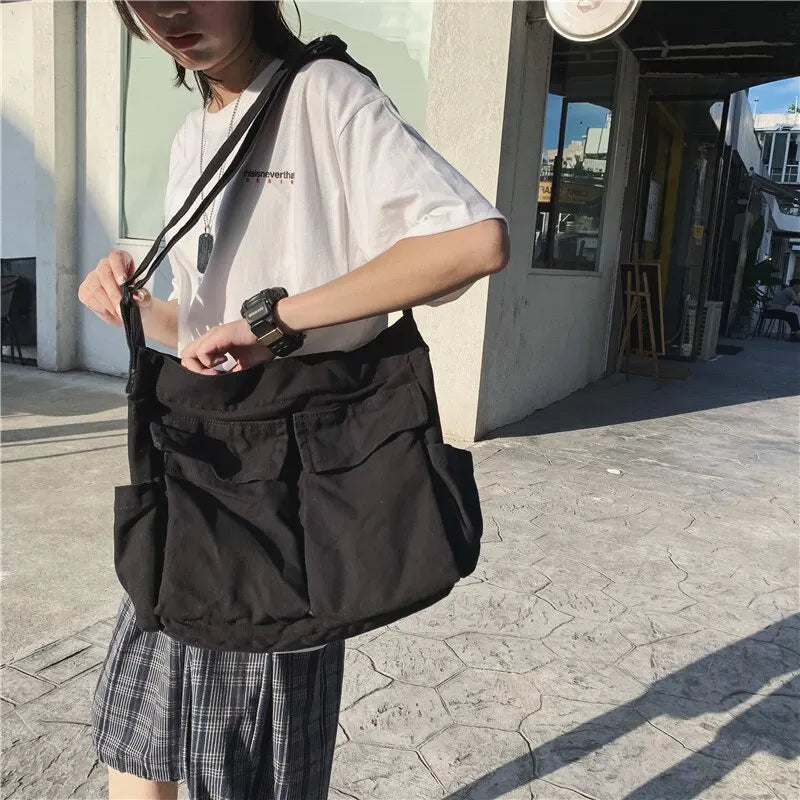 Women Vintage Handbag Canvas Teenager Shoulder Tote Bags Messenger Bags Ladies Casual Handbag Crossbody Purse GatoGeek 