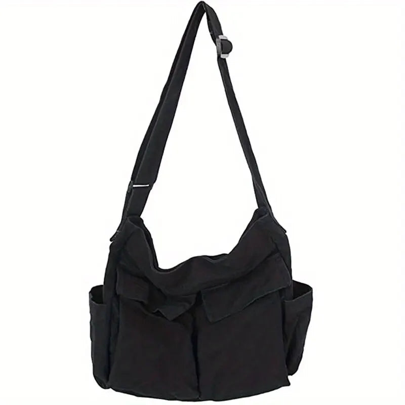 Women Vintage Handbag Canvas Teenager Shoulder Tote Bags Messenger Bags Ladies Casual Handbag Crossbody Purse GatoGeek Black 