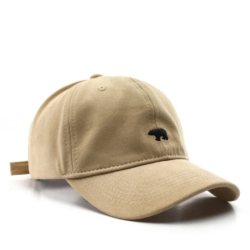 Women's Baseball Caps Polar Bear Embroidered Cotton Hat Adjustable Casual Visor Hats Solid Hats for Men Outdoor Snapback Sunhat GatoGeek Khaki Adjustable Adult (54-60cm)