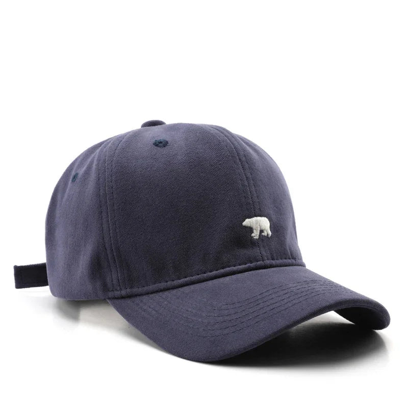 Women's Baseball Caps Polar Bear Embroidered Cotton Hat Adjustable Casual Visor Hats Solid Hats for Men Outdoor Snapback Sunhat GatoGeek Navy Adjustable Adult (54-60cm)