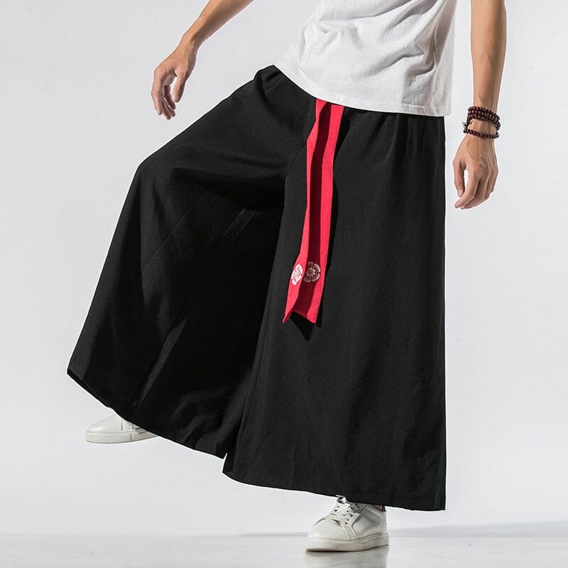 2022 Men Wide Leg Pants Mens Cotton Joggers Retro Loose Trousers Man Chinese Style Linen Pants Male Big Crotch Nepal Robe Pants 0 GatoGeek black XXXL 