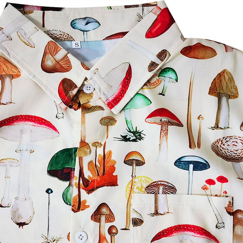 2023 Men's Hawaiian Shirt Fashion Casual Streetwear Turn-down Button Short Sleeve Cartoon Mushroom Beach Printed Shirt Summer 0 GatoGeek 