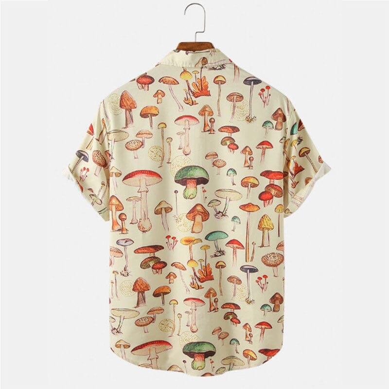2023 Men's Hawaiian Shirt Fashion Casual Streetwear Turn-down Button Short Sleeve Cartoon Mushroom Beach Printed Shirt Summer 0 GatoGeek 