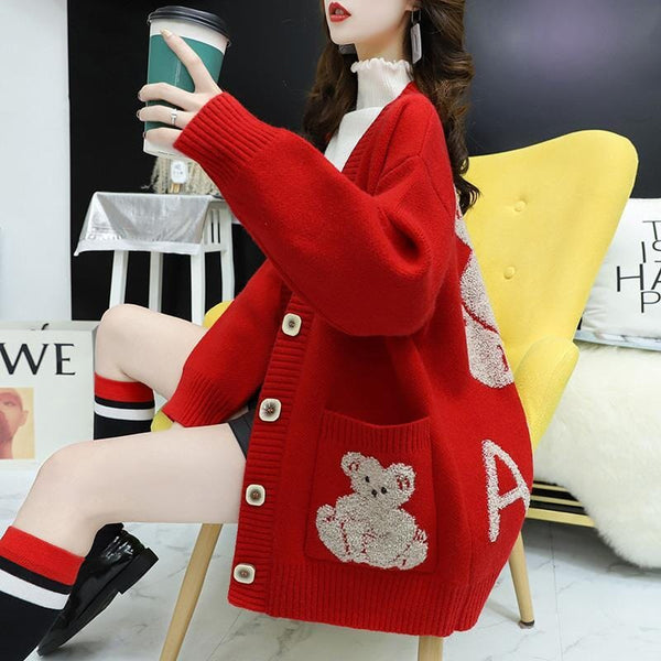 2023 New Autumn And Winter Sweater Coat Loose Knitted Cardigan Women&#39;s Wear 0 GatoGeek 