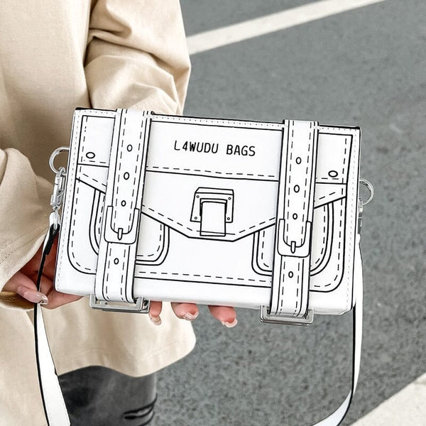2023 New Creative 2D Cartoon Box Bag Novelty Small Crossbody Bag for Women 3D Drawing Cartoon Paper Comic Handbag Unique 0 GatoGeek 