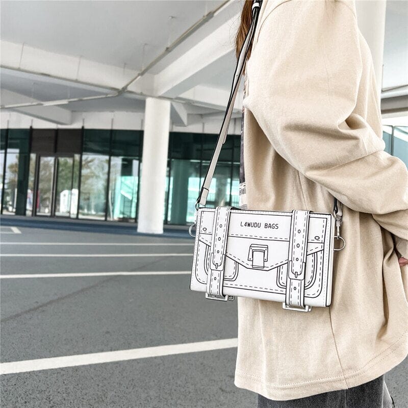 2023 New Creative 2D Cartoon Box Bag Novelty Small Crossbody Bag for Women 3D Drawing Cartoon Paper Comic Handbag Unique 0 GatoGeek 